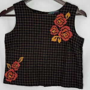 Vintage Bombay Paisley Cropped Button Up Tank XS
